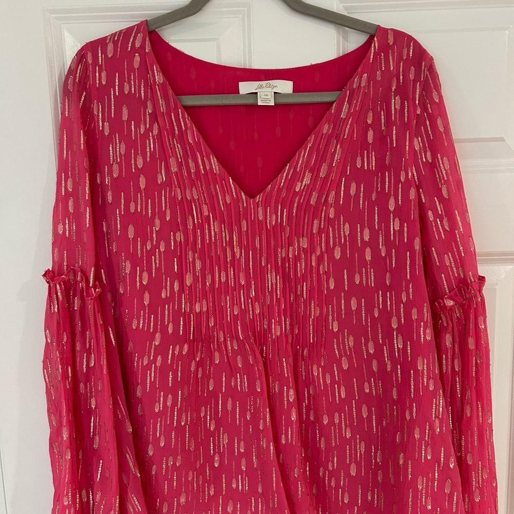 NWT Lilly Pulitzer Women's Cleme Long Sleeve Top, Passion Fruit Pink 12